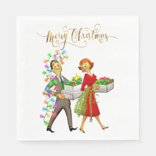 Servilleta De Papel Vintage Navidad de 1950: Primeras Navidades
