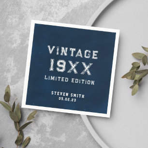 Servilleta De Papel Vintage Navy Blue Personalizado Año 40 cumpleaños