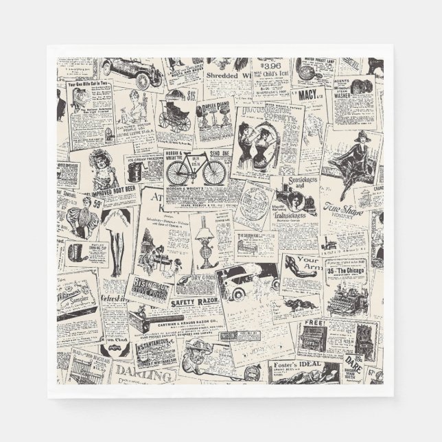 Servilleta De Papel Vintage Newspaper   (Anverso)