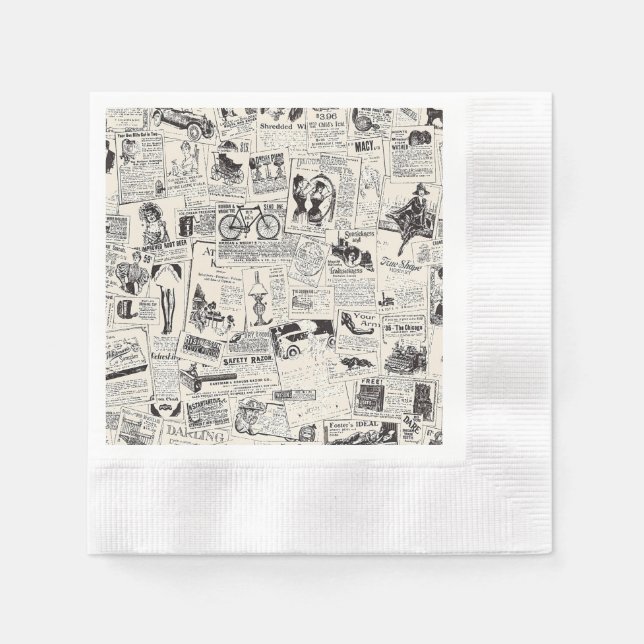 Servilleta De Papel Vintage Newspaper   (Anverso)