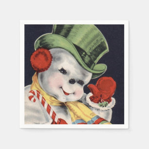 Servilleta De Papel Vintage Nochebuena Snowman