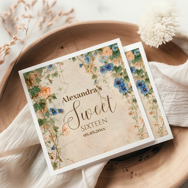 Servilleta De Papel Vintage Pastel Wildflower Sweet Sixteen (Subido por el creador)