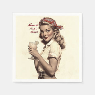 Servilleta De Papel Vintage Pin-Up Style: Mamacita necesita una Margar