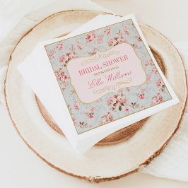 Servilleta De Papel Vintage Pink Floral Garden Fiesta Bridal Shower