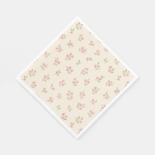 Servilleta De Papel Vintage Pink Floral Napkins (Esquina)