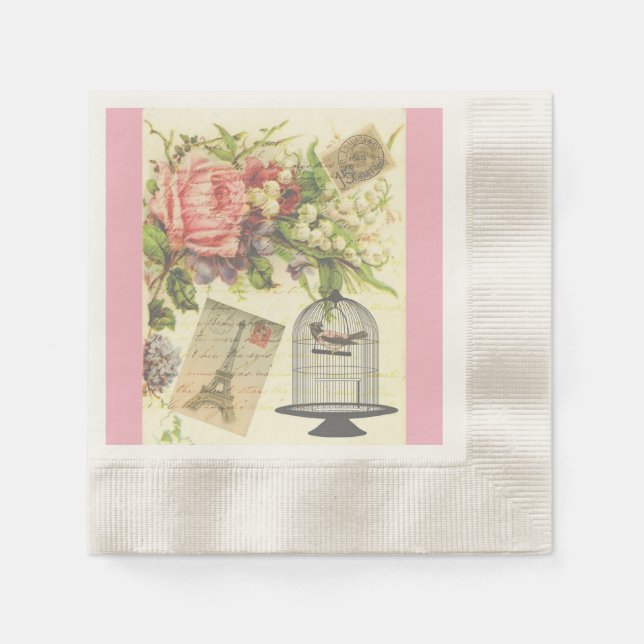 Servilleta De Papel Vintage Pink Paris (Anverso)