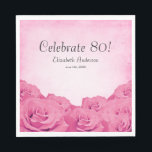 Servilleta De Papel Vintage Pink Roses 80th Birthday Party<br><div class="desc">Hermosas toallas de papel de cumpleaños 80 rosas rosas.</div>