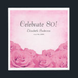 Servilleta De Papel Vintage Pink Roses 80th Birthday Party<br><div class="desc">Hermosas toallas de papel de cumpleaños 80 rosas rosas.</div>