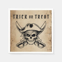 Servilleta De Papel Vintage Pirate Skull Trick Or Treat Halloween