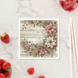 Servilleta De Papel Vintage Poinsettia Garland Decoupage Napkins