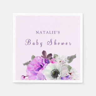 Servilleta De Papel Vintage Purple White Flower Baby Shower Napkin