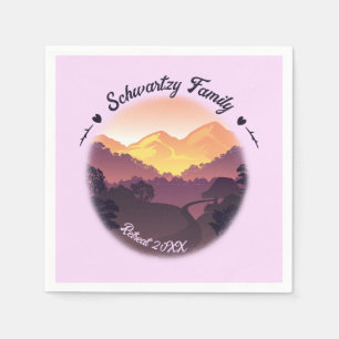 Servilleta De Papel Vintage Purple Yellow Farmhouse Mountain Sunset