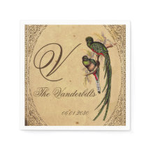 Vintage Quetzal Bird Boda Napkin