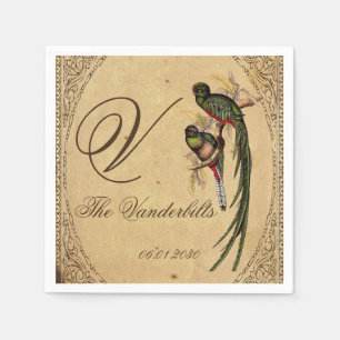Servilleta De Papel Vintage Quetzal Bird Boda Napkin