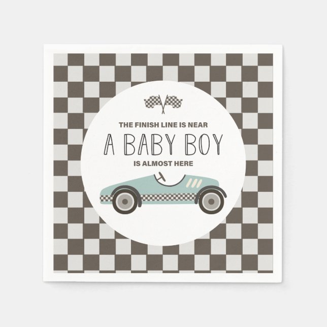 Servilleta De Papel Vintage Race Car Baby Shower (Anverso)