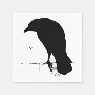 Servilleta De Papel Vintage Raven Silhouette Retro Gótico Ravens Crow