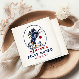 Servilleta De Papel Vintage Red Cowboy First Rodeo Birday Party
