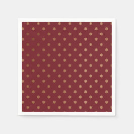 Servilleta De Papel Vintage Red Holiday Gold Snowflakes