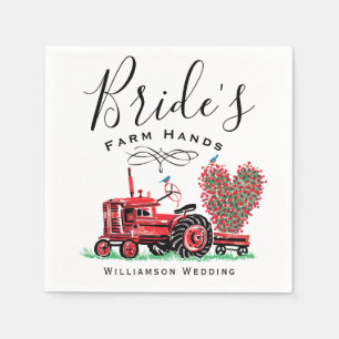 Servilleta De Papel Vintage Red Tractor Floral Heart Bride's Farm