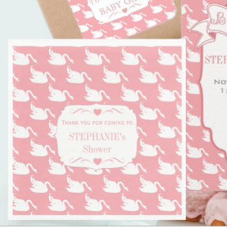 Servilleta De Papel Vintage Retro Baby Girl Patrón de cisnes Baby Show