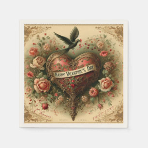 Servilleta De Papel Vintage/retro/corazón El día de San Valentín victo