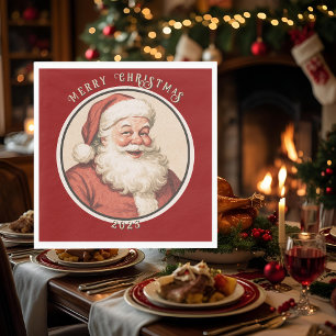 Servilleta De Papel Vintage Retro Santa 