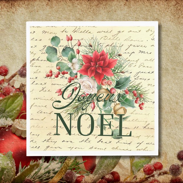 Servilleta De Papel Vintage Rustic French Joyeux Noel (Subido por el creador)