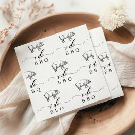 Servilleta De Papel Vintage Rustic Pig I Do BBQ Casual Boda