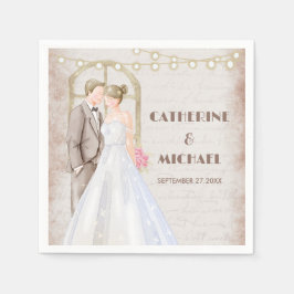 Servilleta De Papel Vintage Rustic Watercolor Romantic String Lights