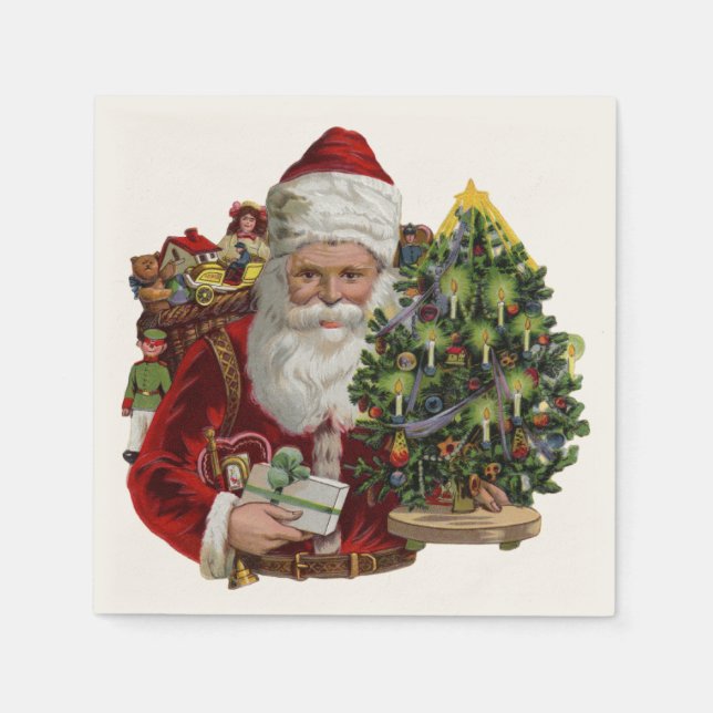 Servilleta De Papel Vintage Santa Claus Dinner Napkins (Anverso)
