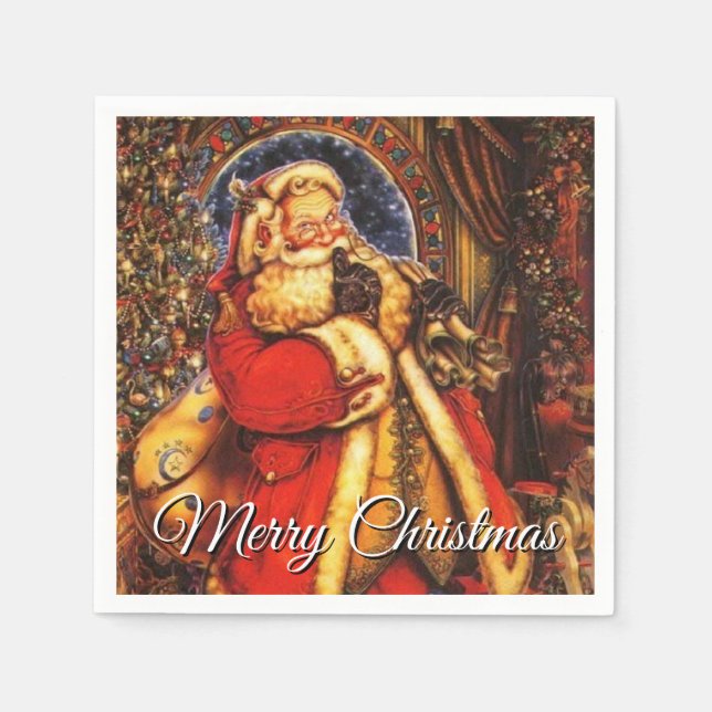 Servilleta De Papel Vintage Santa Claus Tu Saludo (Anverso)