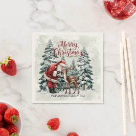 Servilleta De Papel Vintage Santa & Deer Navidades Napkin