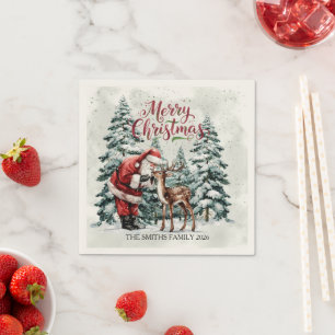 Servilleta De Papel Vintage Santa & Deer Navidades Napkin