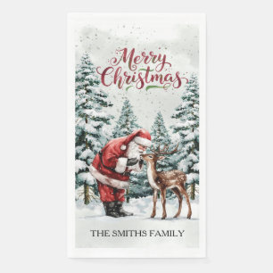 Servilleta De Papel Vintage Santa & Deer Navidades Toalla de Huéspedes