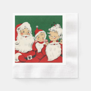 Servilleta De Papel Vintage Santa Family Navidades Papel Napkin