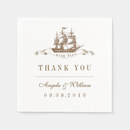 Servilleta De Papel Vintage Ship Beach Wedding Fiesta Papel Napkin