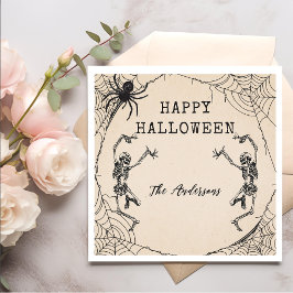 Servilleta De Papel Vintage Skeletons Spider Halloween Party