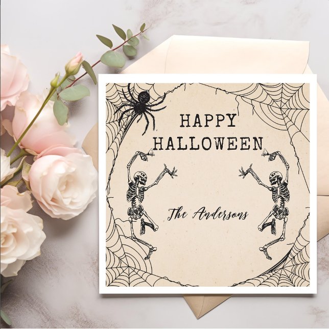 Servilleta De Papel Vintage Skeletons Spider Halloween Party (Subido por el creador)