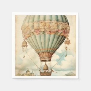 Servilleta De Papel Vintage Steampunk Blue Hot Air Balloon