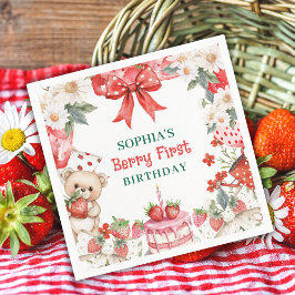 Servilleta De Papel Vintage Strawberry Berry First Birthday 