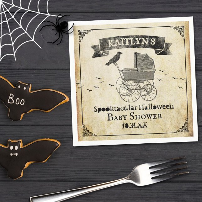 Servilleta De Papel Vintage Stroller Halloween Baby Shower (Subido por el creador)