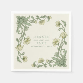 Servilleta De Papel Vintage style Art Nouveau Floral Border Wedding