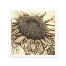 Vintage Sunflower Sepia Tone Decoración De Estilo 