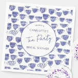 Servilleta De Papel Vintage Tea Party Bridal Shower Teacup<br><div class="desc">These modern vintage tea party themed bridal shower napkins help you set a warm, welcoming tone for a relaxed and charming celebration, using a playful blue and white watercolor teacup pattern to instantly communicate the style and mood of your event. Ideal for hosts planning a traditional gathering, afternoon tea celebration,...</div>