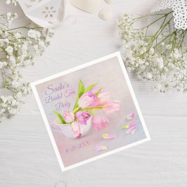 Servilleta De Papel Vintage Tea  With Tulips Bridal Tea Shower Napkins
