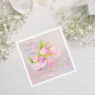 Servilleta De Papel Vintage Tea  With Tulips Bridal Tea Shower Napkins
