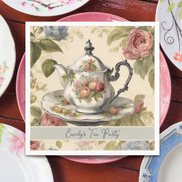 Servilleta De Papel Vintage Teapot Floral Bridal Shower Tea Fiesta