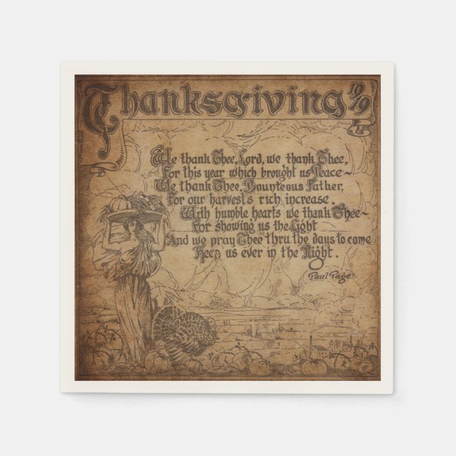 Servilleta De Papel Vintage Thankding Prayer (Anverso)