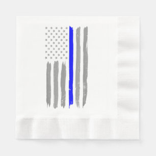 Servilleta De Papel Vintage Thin Blue Line: La policía apoya a USA Fl