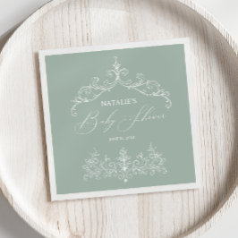 Servilleta De Papel Vintage Timeless Floral Green Baby Shower